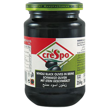 【FOOD de WINE】クレスポ ブラックオリーブホール種有り 200g / ウィングエース(CRESPO WHOLE BLACK OLIVE)